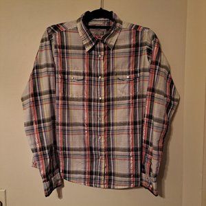 Wrangler Women's Plaid Pearl Snap Front Long Sleeve Top Sz Large or Med Fit